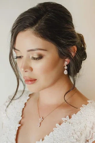Miniatura 2 de SWEETV Wedding Jewelry Sets for Brides Bridesmaid,Cubic Zirconia Teardrop Bridal Necklace Earrings Set Wedding Prom Jewelry for Women