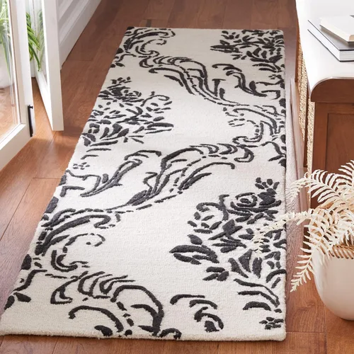 Miniatura 18 de SAFAVIEH Jardin Collection - Alfombra de área de 5 x 8 pies, color negro, lana hecha a mano, ideal para zonas de alto tráfico en sala de estar