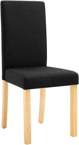 Miniatura 4 de Modern Dining Chairs Set of 2 Black Fabric Upholstered with Rubber Wood Frame for Kitchen Dining Room Farmhouse Decor