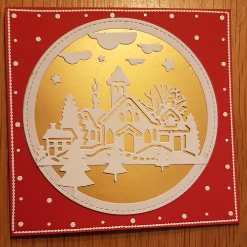 Miniatura 3 de Troqueles de metal con marco de castillo, plantillas de marco de Navidad de castillo de casa, tarjetas de manualidades, troqueles de corte
