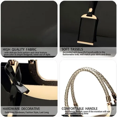 Miniatura 6 de XingChen Bolso brillante de las mujeres del bolso del bolso de la manija superior del cuero de la patente del bolso estructurado del bolso del bolso