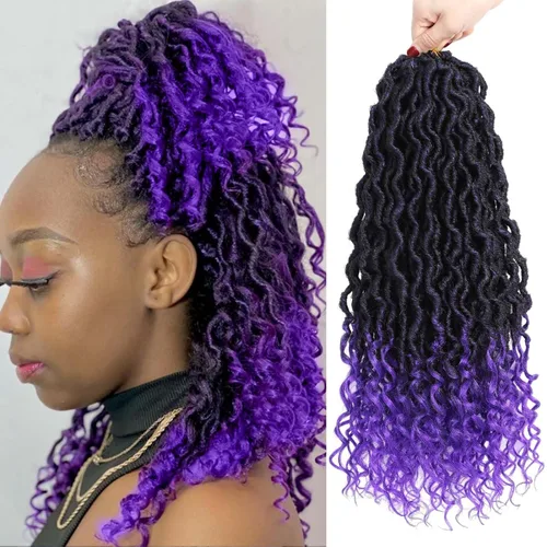 Miniatura 69 de Trenzas postizas Goddess, 6 paquetes de 18 pulgadas, cabello lacio, trenzado con ganchillo, para mujeres negras, trenzas postizas ombre con puntas