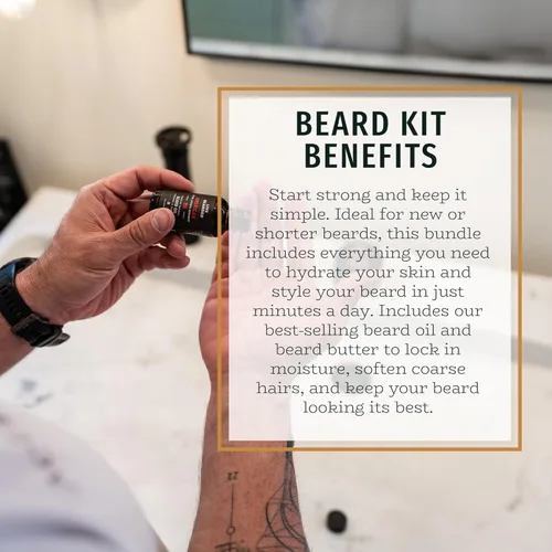 Miniatura 3 de Live Bearded Kit de aseo de aceite y mantequilla para barba, fabricado en los Estados Unidos, ingredientes totalmente naturales con karité, argán