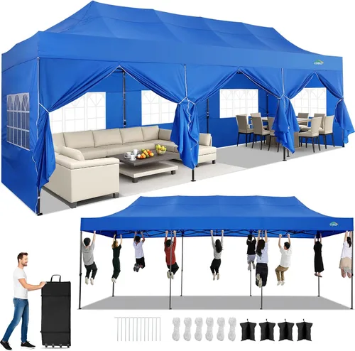 Miniatura 40 de COBIZI Tienda de campaña desplegable resistente de 10 x 10 pies con 4 paredes laterales, marco grueso, tiendas comerciales fáciles de instalar al