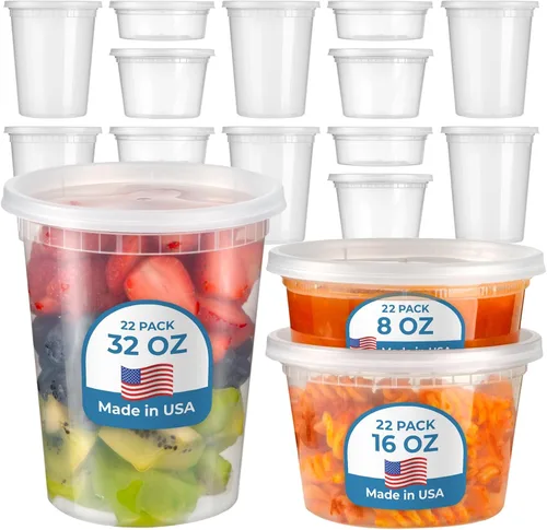 Miniatura 11 de Fit Meal Prep Paquete de 40 recipientes de 8 onzas con tapas, recipientes de cuarto de galón a prueba de fugas con tapas, contenedor de plástico