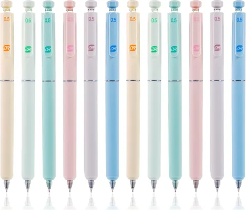 Bolígrafos de gel, 12 bolígrafos retráctiles de punta fina de 0.020 in, de secado rápido, sin manchas, tinta negra, escritura suave prémium para