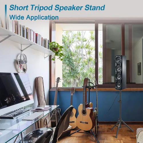 Miniatura 7 de Vondynote Par de soportes para altavoces de trípode de altura ajustable de 33.5 a 53.5 pulgadas, soporte delgado para mini altavoz, PA DJ, trípode