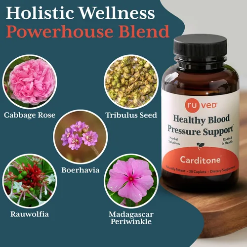 Miniatura 4 de ruved Carditone - Suplemento natural de salud cardíaca para mujeres y hombres, fórmula BP, apoyo cardíaco holístico con raauwolfia, arjuna, calcio