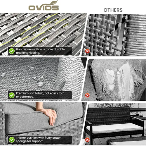 Miniatura 7 de ovios Juego de 2 piezas de muebles para patio, sillas de mimbre para exteriores de 2, sillas de ratán de respaldo alto para todo tipo de clima de 2
