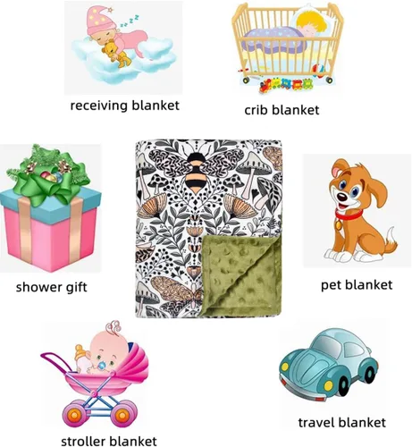 Miniatura 5 de Manta de bebé, suave manta cálida de Minky para niño o niña, manta de recepción con doble capa de respaldo punteado para recién nacidos, guardería
