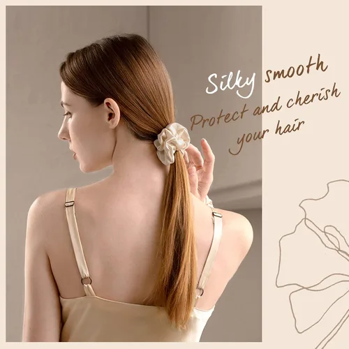 Miniatura 6 de OLESILK 100% Seda de Morera - Scrunchies para el cabello, mujeres y niñas, ligas de seda para cabello rizado y con roturas, sin daños, elásticos 3