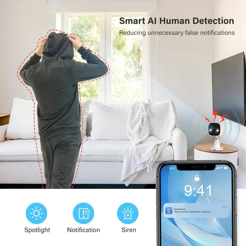 Miniatura 5 de Jennov - Cámaras de seguridad 2K, cámaras WiFi interiores para seguridad del hogar, cámaras para mascotas enchufables, de doble banda (5GHz/2.4GHz)
