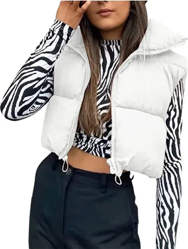 Miniatura 2 de Chaleco corto acolchado para invierno, ligero, sin mangas, para mujer