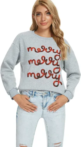 Miniatura 5 de Barlver Suéteres de forro polar de Navidad para mujer, sudaderas mullidas de manga larga con gráficos navideños