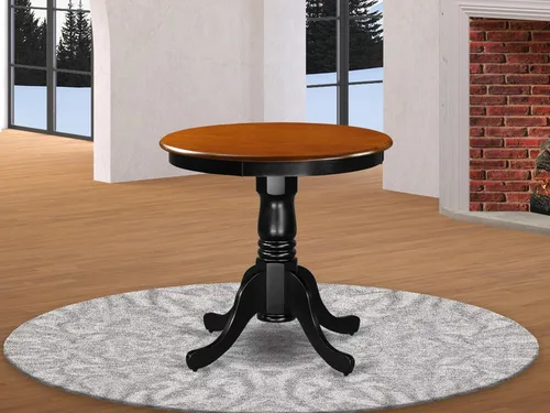 Miniatura 2 de East West Furniture EMT-BCH-TP Eden Mesa de Comedor de Cocina - una Mesa Redonda de Madera Maciza con Superficie de Mesa y Base de Pedestal, 30 x 30