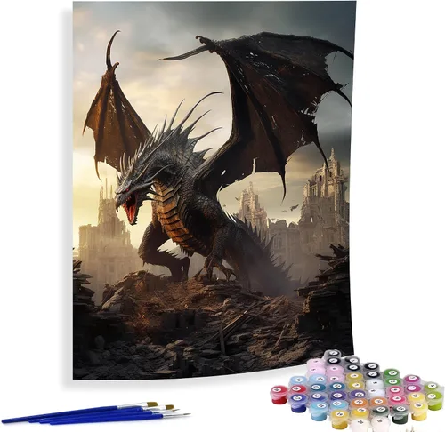 Miniatura 17 de Diymood Kits de pintura por números para adultos, esqueleto, pintura al óleo, pintura al óleo, pintura acrílica por números, kits para niños