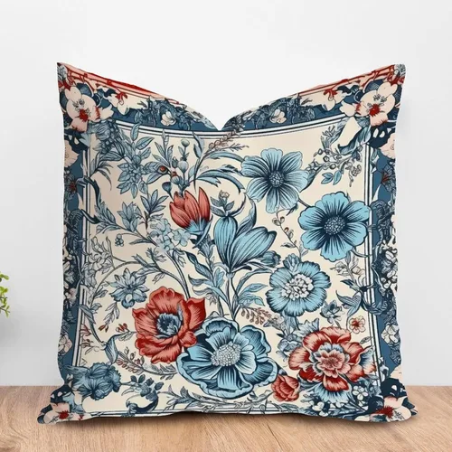 Miniatura 15 de ArogGeld Funda de almohada blanca con flores chinoiserie, funda de almohada para sofá, diseño floral verde y blanco, funda de almohada de lino A-12