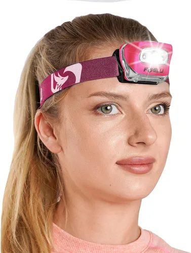Foxelli Linterna de Cabeza LED para Adultos y Niños, para Correr, Acampar, Hacer Senderismo, Faro de Cabeza con Luz Blanca y Roja, Diadema Cómoda,