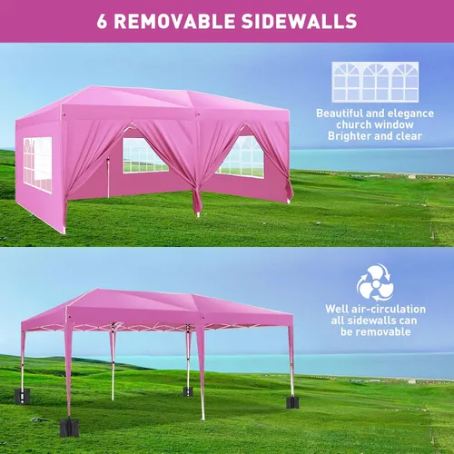 Miniatura 5 de Tienda de campaña desplegable de 10 x 10 pies con 4 paredes laterales, refugio solar instantáneo comercial resistente con 4 bolsas de arena, 8