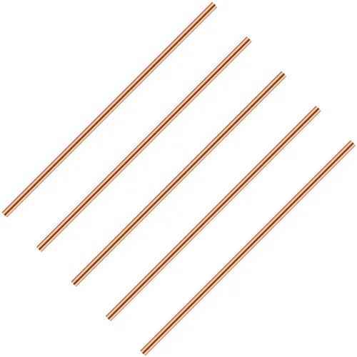 Therwen Juego de 5 varillas de cobre puro redondas de 11.8 pulgadas de largo, varilla sólida de cobre desnudo para manualidades (0.24 pulgadas / 6