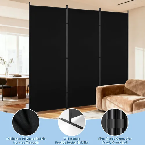 Miniatura 5 de AKTOP Divisor de habitación de 3 paneles de 6 pies a 103 pulgadas de ancho x 70 pulgadas de alto, pantalla de privacidad plegable, separador