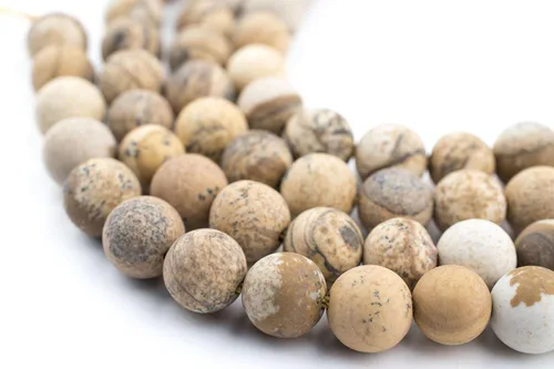 Miniatura 169 de The Bead Chest Cuentas de Jade Blanco Mate Redondas (8mm): Piedra Preciosa Orgánica Redonda Esférica de Energía con Poder de Sanación para Hacer