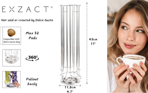 Miniatura 2 de Exzact Soporte para cápsulas de café compatible con Dolce Gusto, no vendido ni cubierto por Dolce Gusto, soporte giratorio para cápsulas de café