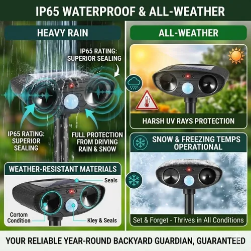 Miniatura 5 de Paquete de 4 repelentes solares ultrasónicos para gatos al aire libre, repelente ultrasónico de animales 2026 para patio y jardín, IP65 impermeable
