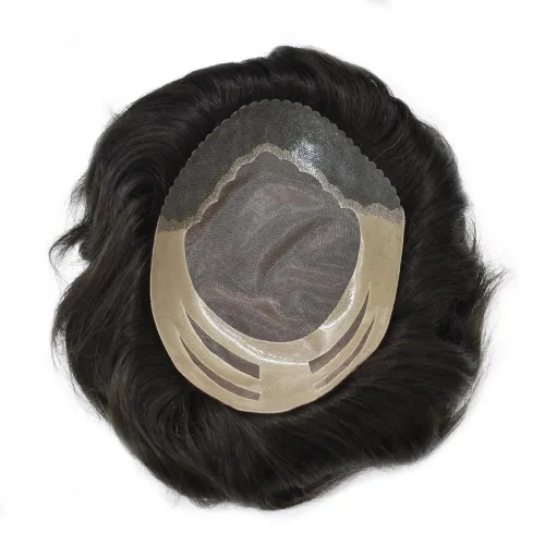 Miniatura 6 de LYRICAL HAIR Sistema de cabello humano Toupee de repuesto para hombre, monofilamento para hombre, postizo de polietileno PU, unidad de cabello