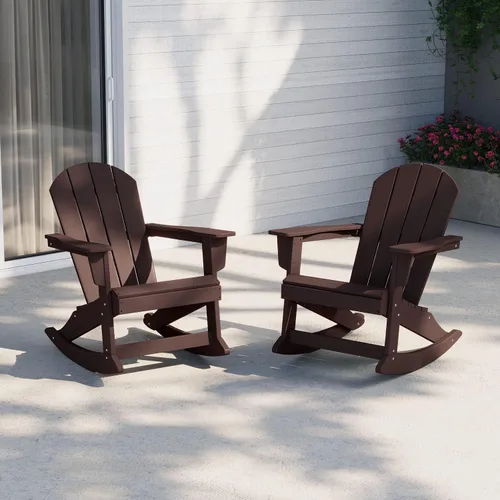 Miniatura 71 de WestinTrends Silla mecedora Malibu de poliéster para exterior/patio Adirondack, Negra