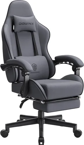 Miniatura 9 de Dowinx Silla de juegos de tela con cojín de resorte de bolsillo, silla de juegos de masaje con reposacabezas, silla ergonómica para computadora