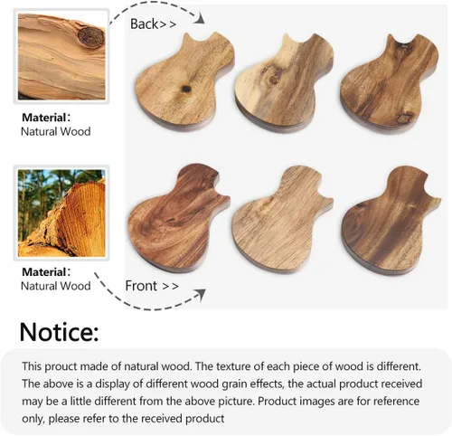 Miniatura 6 de Gemszoo Púas de guitarra personalizadas para cualquier mensaje, paquete de 3 en caja de madera para guitarra, regalo musical para guitarra (estilo 1)