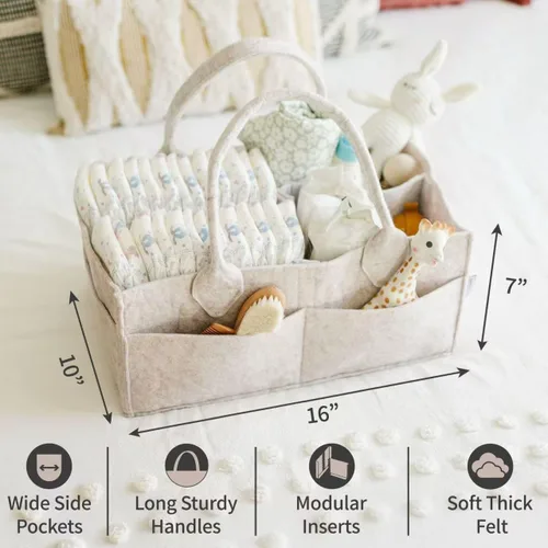 Miniatura 2 de PUTSKA Organizador de Caddy de Pañales para Bebé - Cesta de Almacenamiento de Guardería para Estación de Pañales, Lista de Regalos de Baby Shower