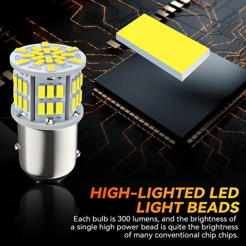 Miniatura 4 de Safego 1157 BAY15D Bombilla LED 2 PIEZAS 6000K 5W para Coche Luz de Reversa, Señal de Giro Trasera, Luz de Estacionamiento 54SMD 3014 P21W Blanca