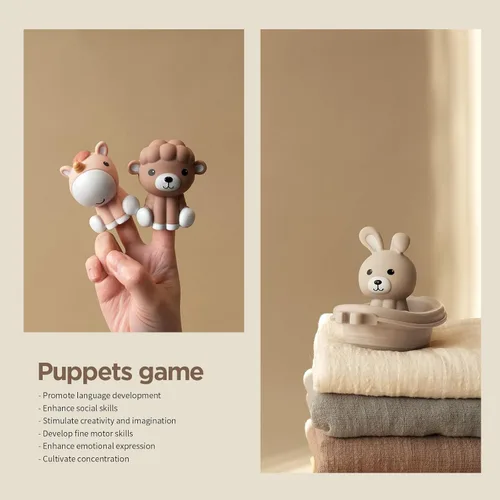Miniatura 5 de Nueplay Juguetes de Bañera para Niños Pequeños de 18 Meses+, Juguetes de Baño para Bebés con Marionetas de Animales para Dedos, Barco y Tren 3Animals