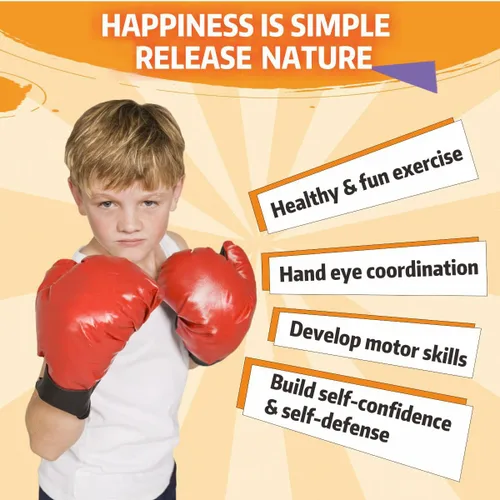 Miniatura 6 de Saco de boxeo para niños, equipo de boxeo ajustable de 3 a 12 con guantes de boxeo, juego de boxeo como regalo de juguetes para niños y niñas