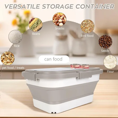 Miniatura 5 de Contenedor de almacenamiento de comida para perros de 10 a 13 libras, contenedor plegable de comida para mascotas con tapa hermética, recipientes