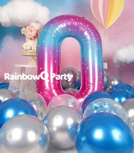 Miniatura 2 de Globo de número 0 de 40 pulgadas para niño o niña grande estrellado 0-9, globo de Mylar grande del número 0, globos de feliz cumpleaños 0