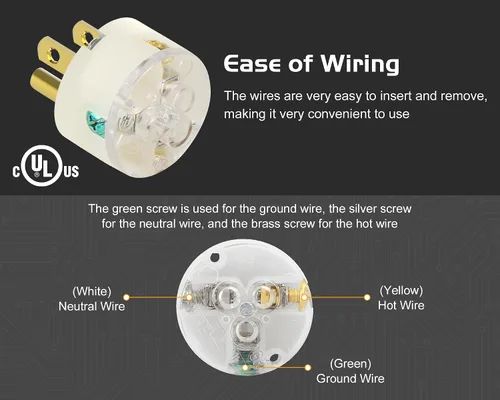 Miniatura 7 de Cable de extensión NEMA 5-15P con certificación UL para reparación de extremos de repuesto macho de 15 amperios, 110, 120, 125 voltios, 3 puntas, 2
