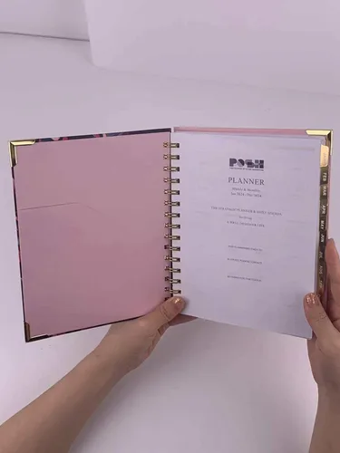 Miniatura 3 de Agenda mensual/semanal 2024, elegante diseño de flores moradas, enero a diciembre de 2024, 8.5 x 6.4 pulgadas, encuadernación en espiral doble