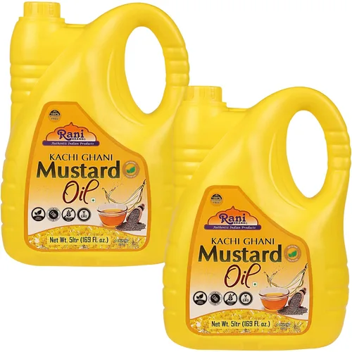 Miniatura 24 de Aceite de Mostaza Rani (Kachi Ghani) 169 Onzas (5 Litros) SIN GMO Sin Gluten Vegano 100% Natural Kosher