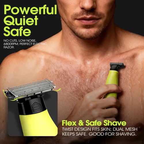 Miniatura 2 de DSP Recortadora eléctrica de barba, recortadora de pelo facial y corporal para hombres, bloqueo de viaje, bajo ruido, maquinilla de afeitar Verde