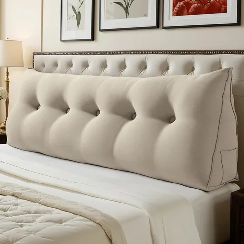 Miniatura 16 de WOWMAX Cabecero de Cama Multifuncional con Almohada Tapizada Doble, Cabecero para Dormitorio Individual XL, Portátil para Dormitorio Universitario