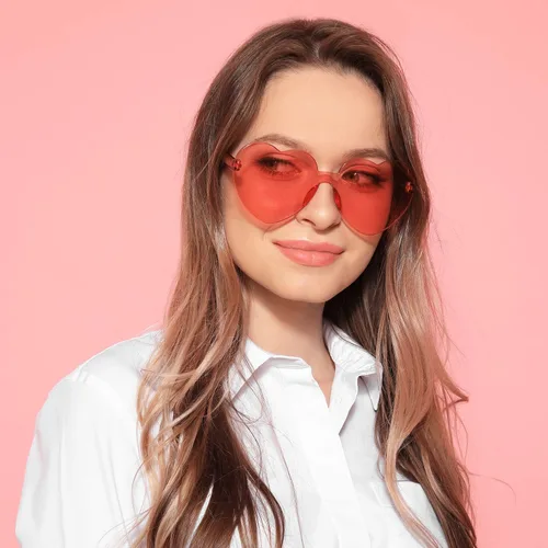 Miniatura 5 de Frienda 6 lentes de sol con forma de corazón rosa para fiestas y cosplay