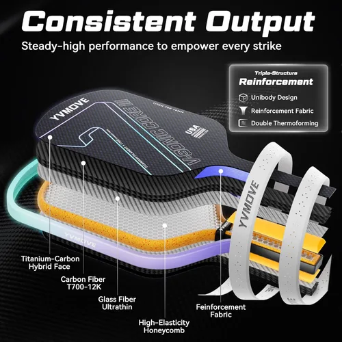 Miniatura 6 de Pickleball Paddle with T700 Raw Carbon Fiber Surface & 16mm STR-Core Power Polymer Core, Premium Pickle Ball Racket Designed for Ultimate Spin &