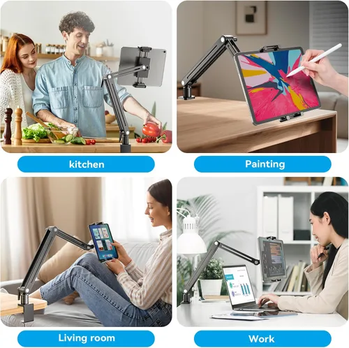 Miniatura 7 de Jakeko Soporte para brazo de monitor portátil, diseño de aluminio con ultraestabilidad y alta capacidad de carga