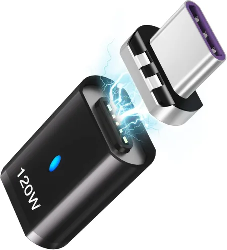 Miniatura 12 de Adaptador magnético USB C Ángel derecho + USB magnético tipo C recto 5 pines, compatible con PD 120 W carga rápida, transferencia de datos de 480