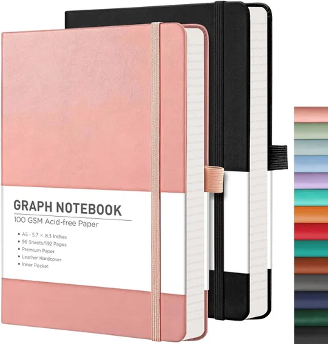 Miniatura 9 de RETTACY Cuaderno rayado, 2 paquetes, 192 páginas numeradas por paquete, tamaño A5 mediano (5.7 x 8.3 pulgadas), para hombres y mujeres, escritura