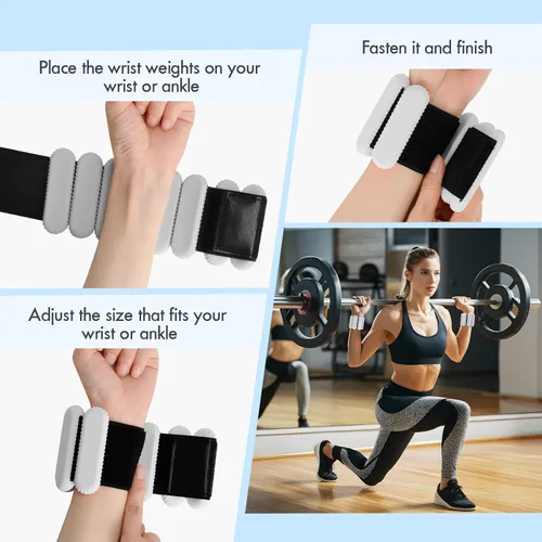 Miniatura 6 de Pesas de muñeca y tobillo para mujer, pesas ajustables para tobillo, pulseras de silicona para entrenamiento de fuerza, pesas de muñeca y tobillo