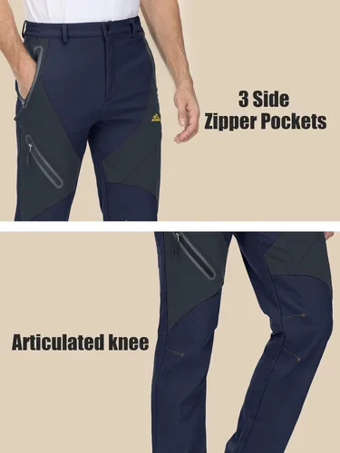Miniatura 5 de MAGCOMSEN Men's Winter Pants Snow Pants Fleece Lined Water Resistant 4 Zip Pockets Skiing Pants